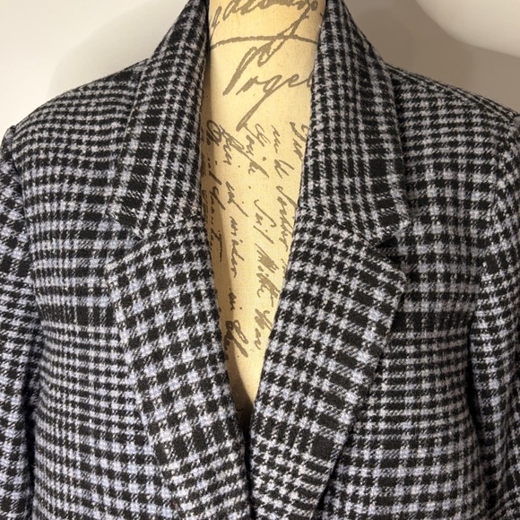 Old Navy oversized relaxed blazer jacket coat wool blend black plaid XL - Picture 3 of 11